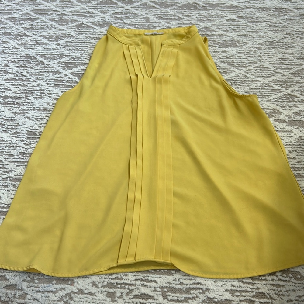 Yellow pleated tank top